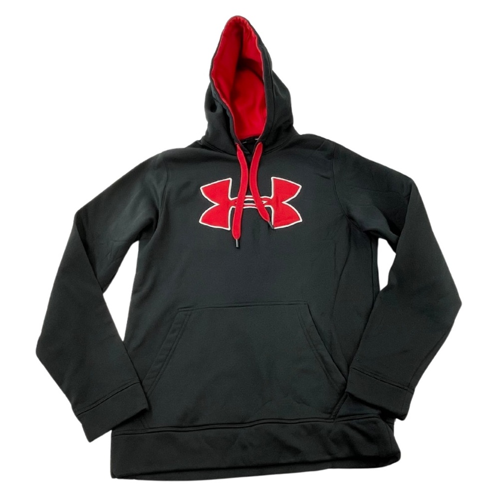 Under Armour Hoodie Pullover Mens Small or Womens Medium Red Black Graphic